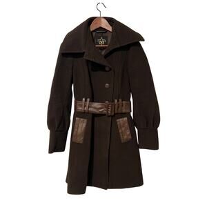 Mackage Chocolate Brown peacoat, Wool/Cashmere, Size P/S, KB363hang
